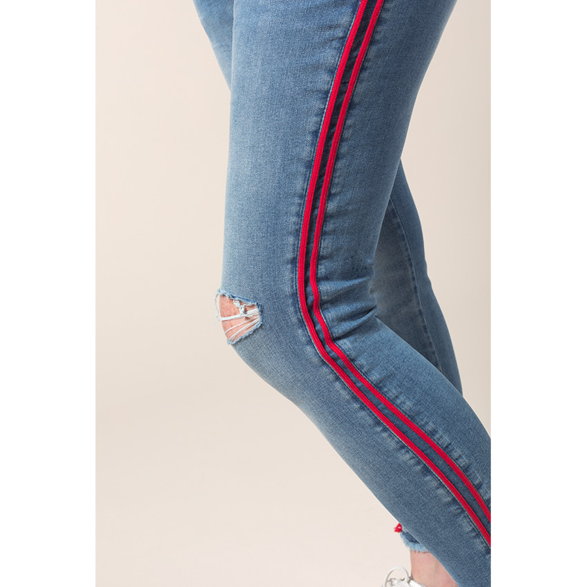 Τζιν εγκυμοσύνης με used όψη και λωρίδες στα πλάγια 