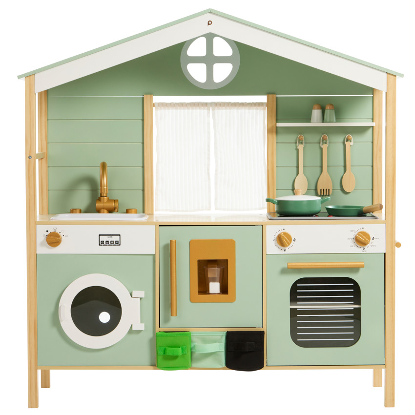 Πλήρως Εξοπλισμένη Κουζίνα Με Ξύλινα Αξεσουάρ 