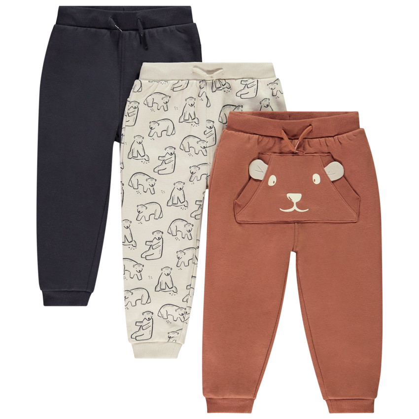 Σετ από 3 joggings από φούτερ φαντεζί για μωρό αγόρι 