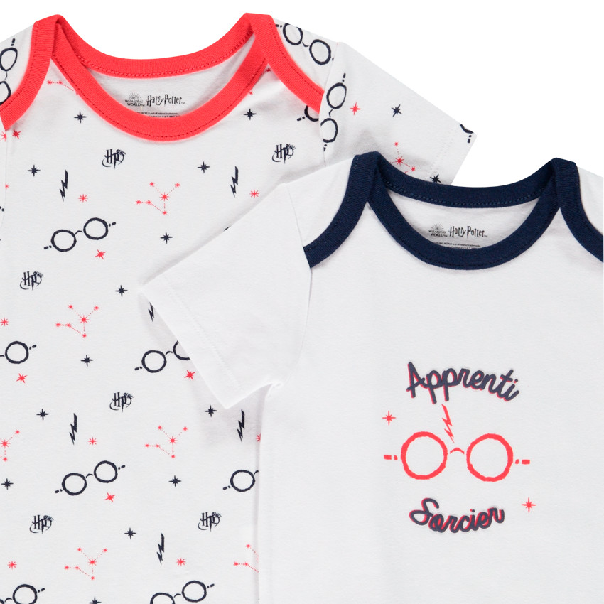 Lot de 2 bodies manches courtes Harry Potter Warner pour bébé garçon 
