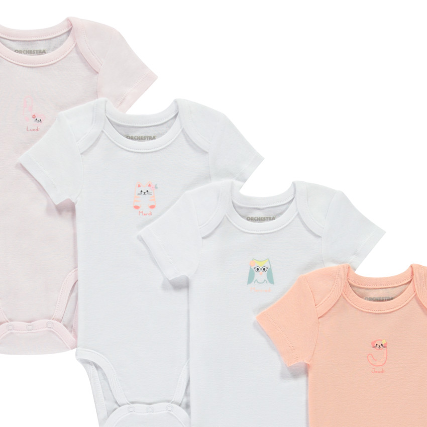 Σετ από 7 κοντομάνικα bodies για κορίτσι με θέμα "Εβδομάδα" 