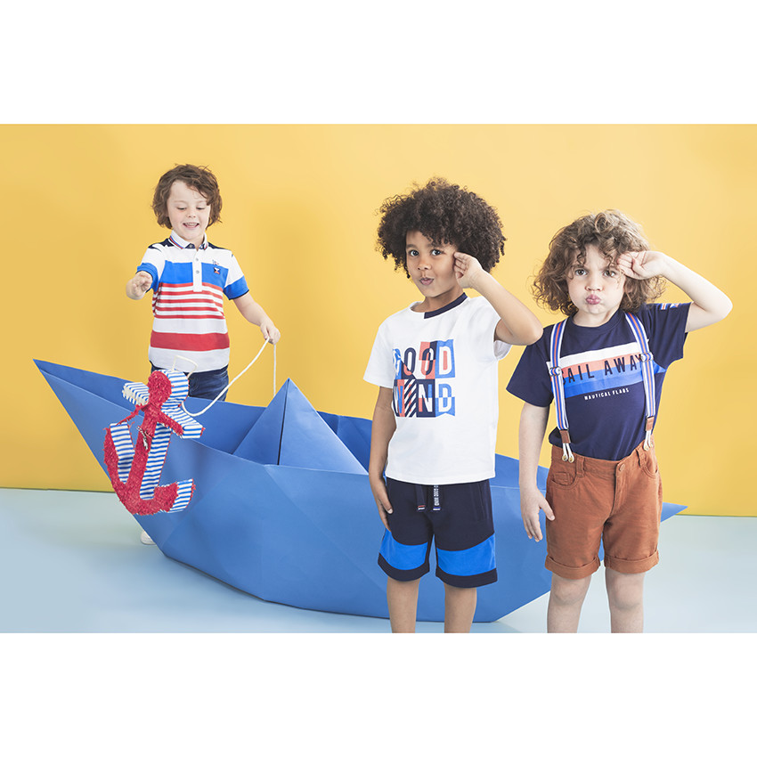 Κοντομάνικο πόλο με ρίγες σε αντίθεση και κεντήματα  Additional Κοντομάνικο πόλο με ρίγες σε αντίθεση και κεντήματα