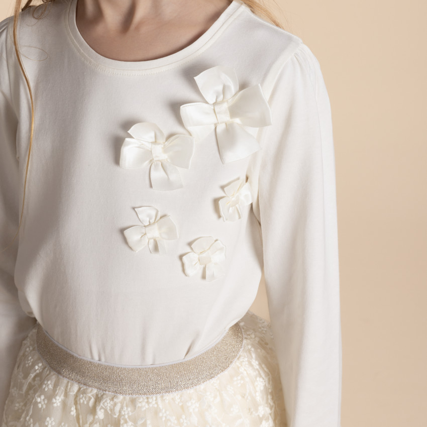 Φούστα κοντή από τούλι με κέντημα και πλεκτή μέση για κορίτσι 