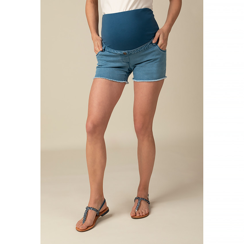 Short de grossesse en jean à bandeau haut 