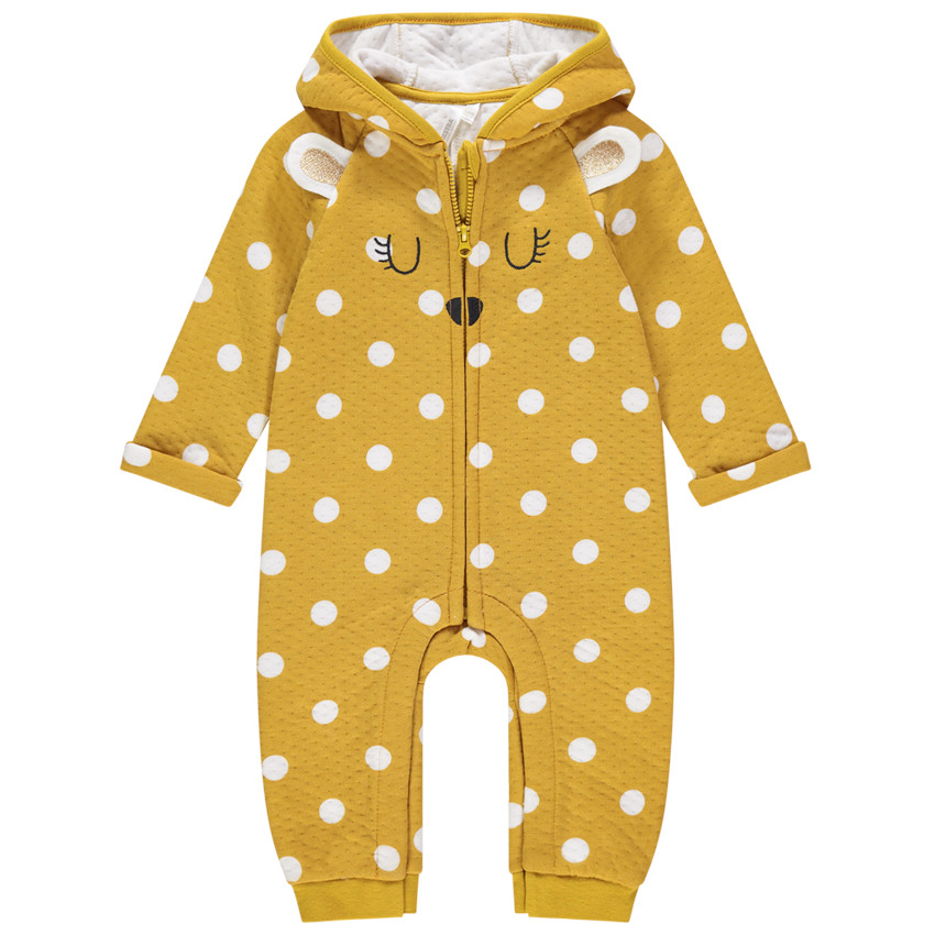 Combi μακρύ με πουα με επένδυση jersey για bebe κορίτσι 