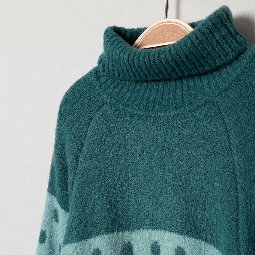 Robe tricot manches longues à motifs jacquard 