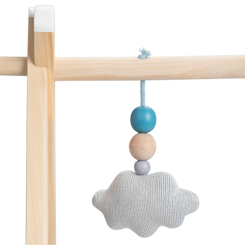 Αψίδα αφύπνισης από ξύλο + πλεκτά λούτρινα - Μπλε 