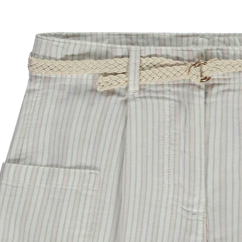 Παντελόνι ριγέ με τσέπες και πλεκτή ζώνη για κορίτσι 