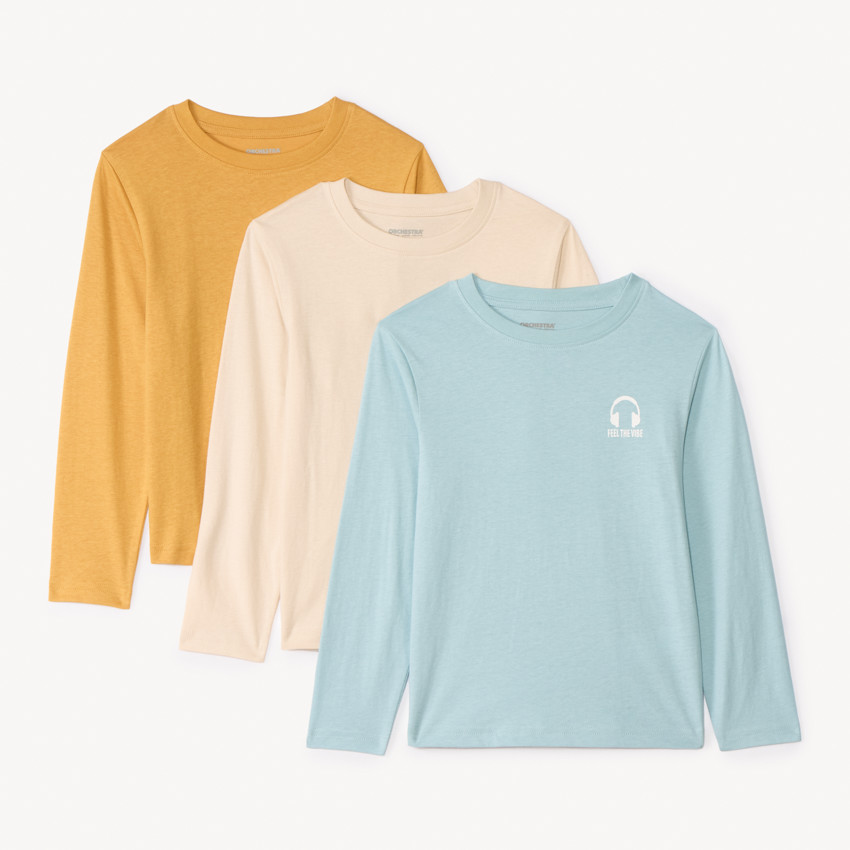 Σετ από 3 μονόχρωμα μακρυμάνικα μπλουζάκια για αγόρι 