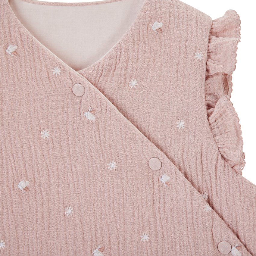 Κεντημένος υπνόσακος από διπλή γάζα TOG 2 Promenade Bucolique ροζ 