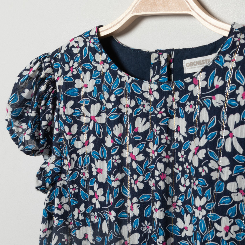 Φόρεμα κοντομάνικο με σχέδιο floral για κορίτσι 