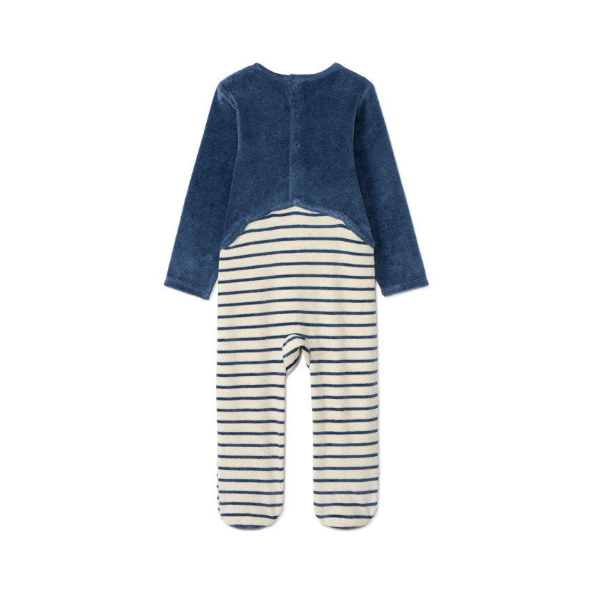 Dors-bien en velours rayé effet 2 en 1 pour bébé garçon 