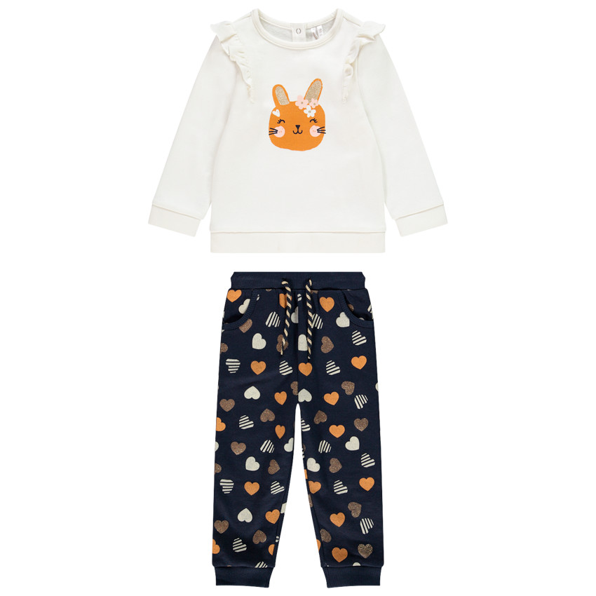 Jogging molleton σχέδιο λαγουδάκι και  καρδιές για bebe κορίτσι 