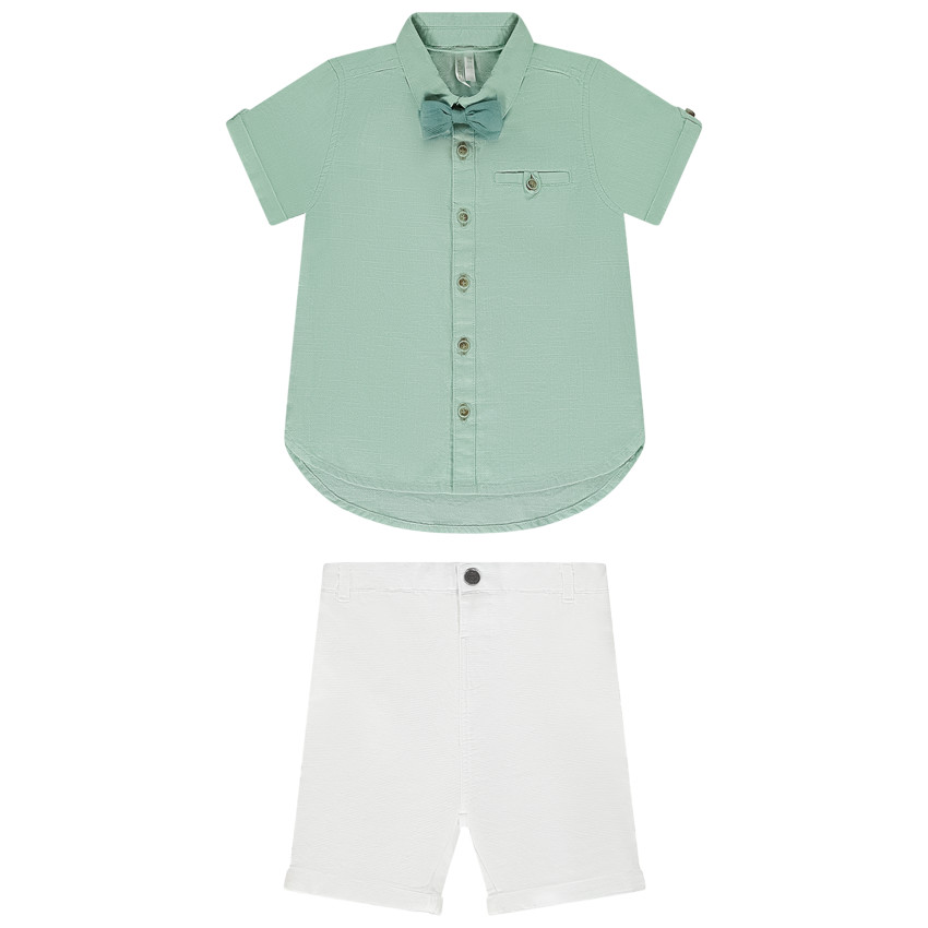 "Σέτ 2 τμχ. πουκάμισο με παπιγιόν + βερμούδα για bebe αγόρι" 