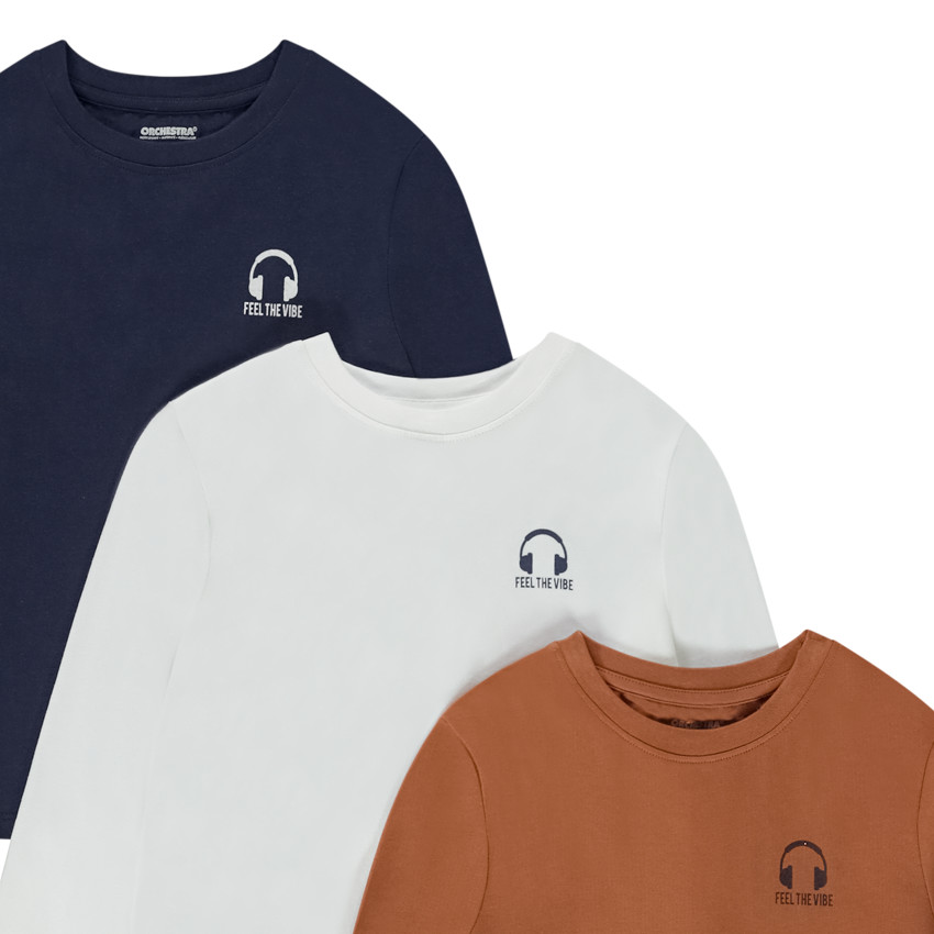 Σετ από 3 μπλουζάκια μακρυμάνικα από jersey με σχέδιο κράνος για αγόρι 