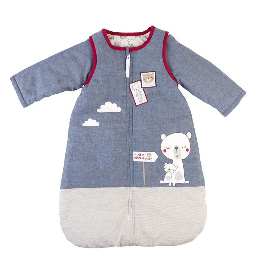 Υπνόσακος από ποπλίνα και σαμπρέ ύφασμα με αφαιρούμενα μανίκια 