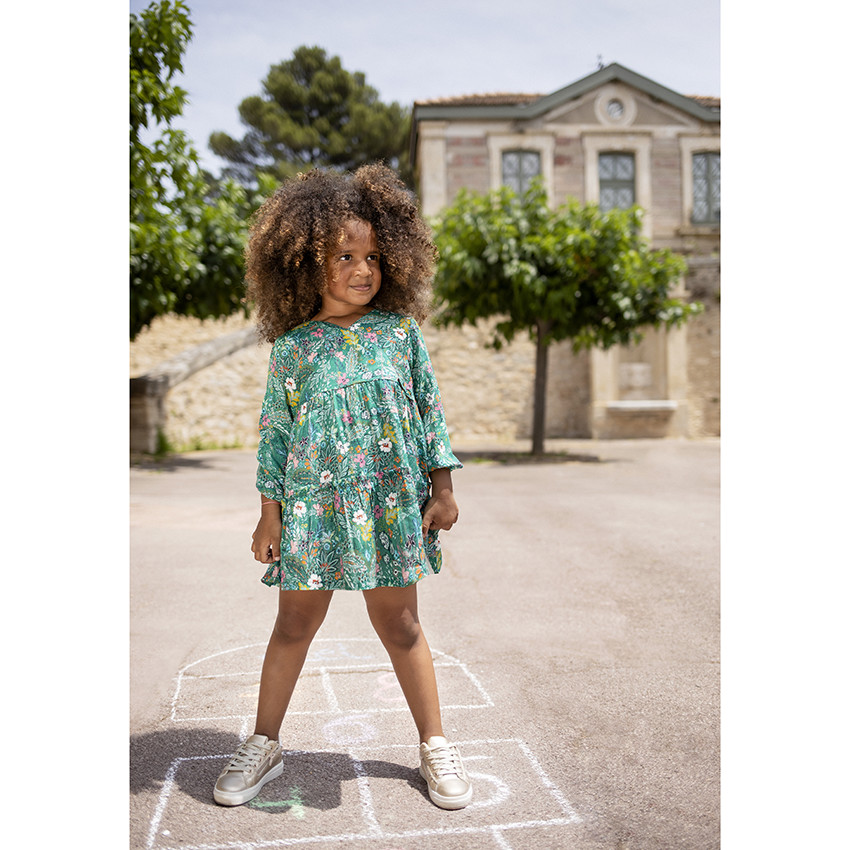 Φόρεμα μακρυμάνικο με λουλούδια για κόριτσι 