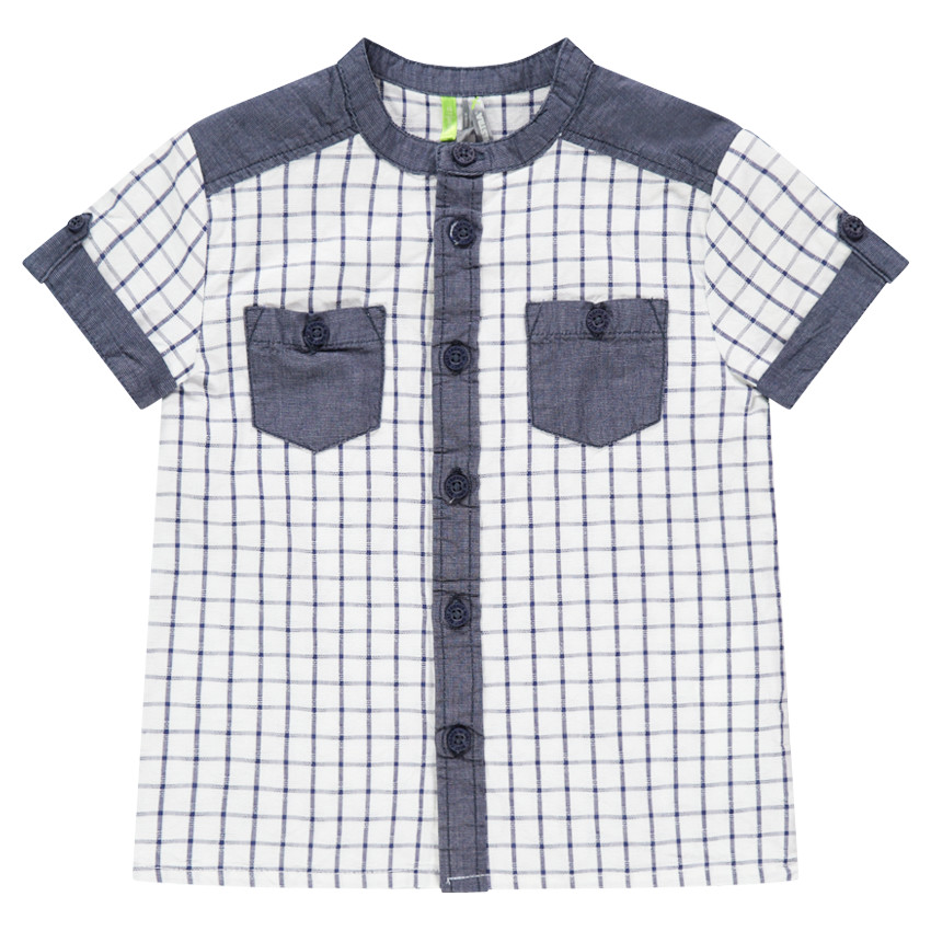 Κοντομάνικο πουκάμισο καρό με λεπτομέρειες σε ύφασμα chambray  