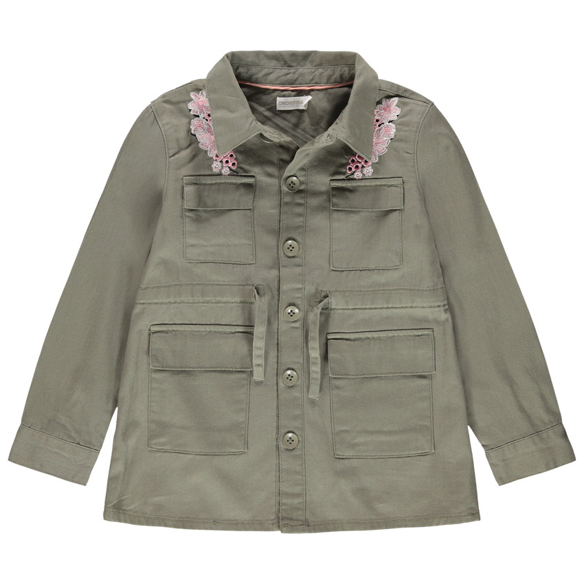 Τζάκετ σε στυλ σαφάρι με κεντημένα λουλούδια 