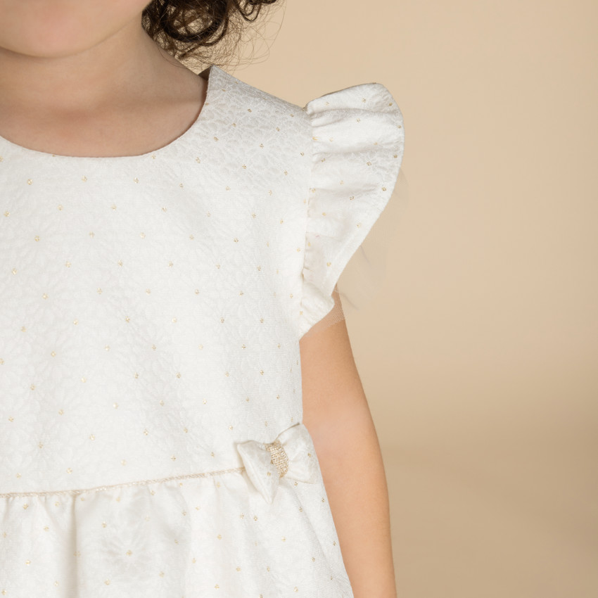 Γιορτινό φόρεμα σε jacquard floral με κορδέλα για bebe κορίτσι 