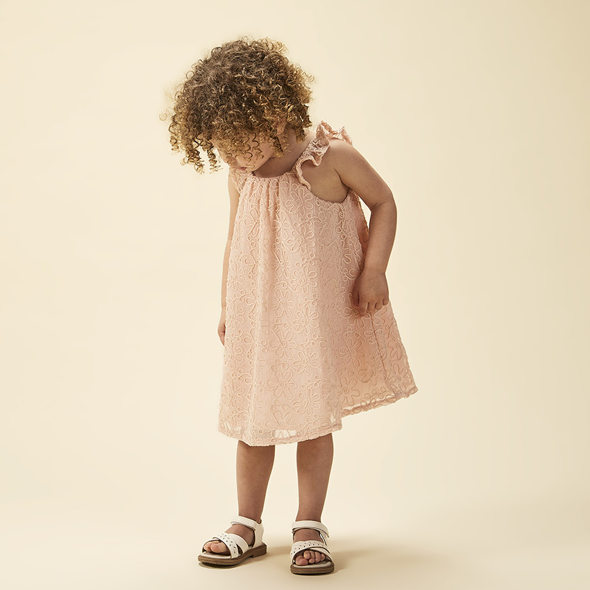 Robe sans manches bi-matière avec cording floral pour bébé fille  Additional Robe sans manches bi-matière avec cording floral pour bébé fille
