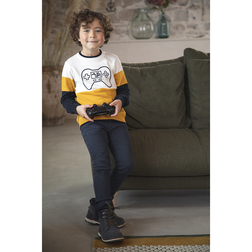 Πουλόβερ πλεκτό σε στυλ Color block σχέδιο χειριστήριο για αγόρι 