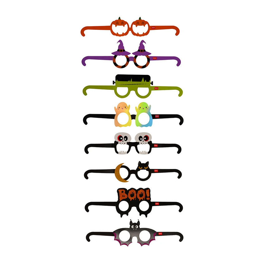 Set de 8 paires de lunettes en papier Halloween 