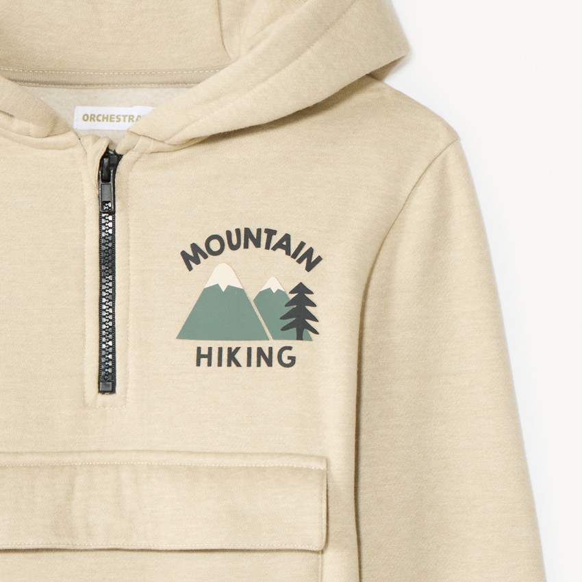 Μπουφάν φλις με κουκούλα και φερμουάρ για αγόρι 