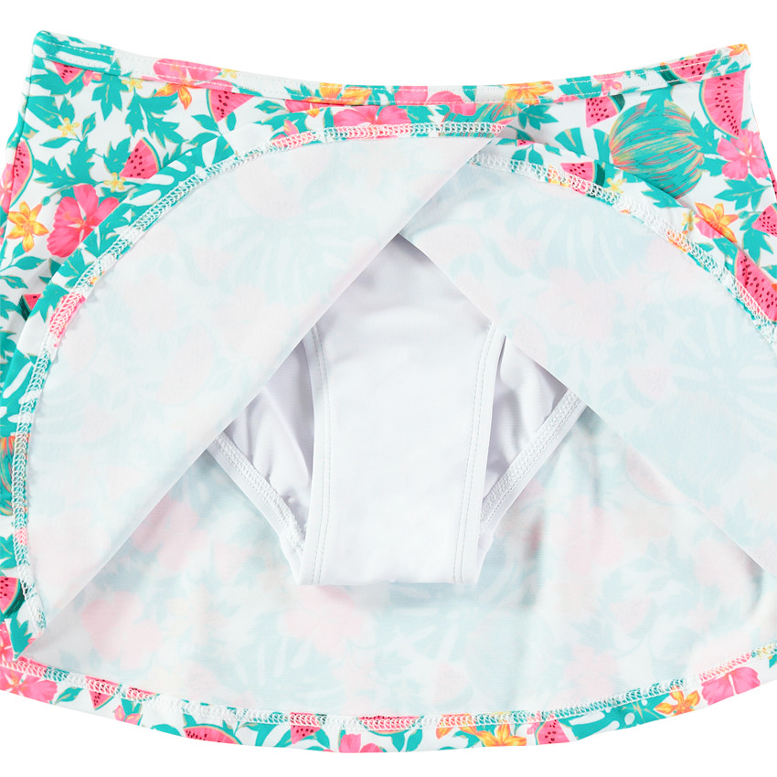 Εμπριμέ μαγιό με φουστίτσα 