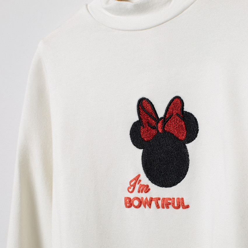 Sous-pull col cheminée à broderies Minnie Disney 