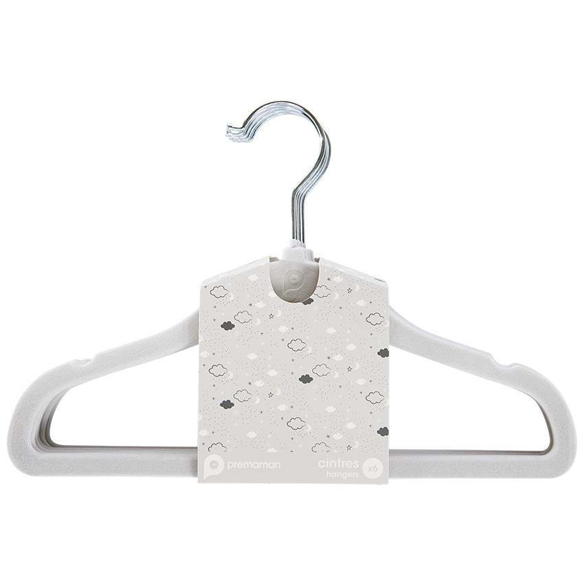 Σέτ από 6 βελούδινους κρεμάστρες γκρι 