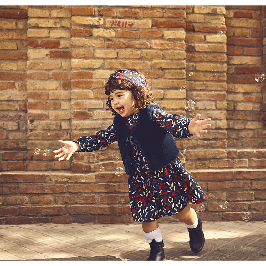 Φόρεμα μακρυμάνικο με floral σχέδιο για bebe κορίτσι 