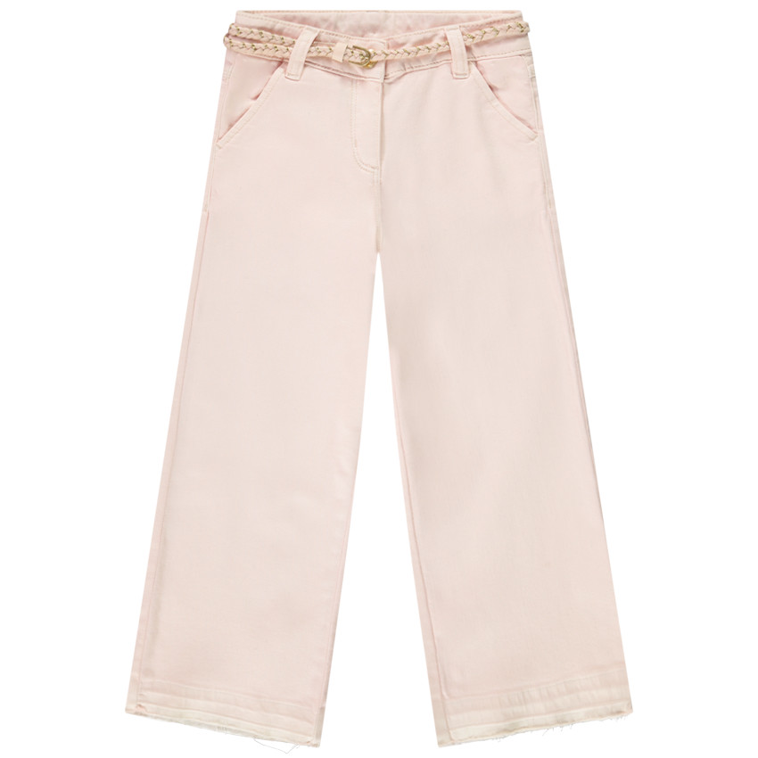 Παντελόνι large denim με ζώνη effet tressé για κορίτσι 