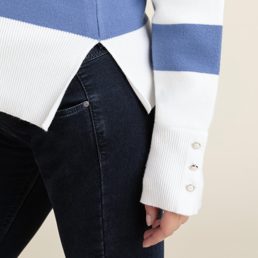 Πουλόβερ ριγέ από πλεκτό για γυναίκες 