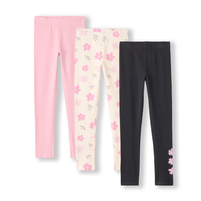 Σετ με 3 φαντεζί leggings για κορίτσι σε jersey με ελαστική μέση 