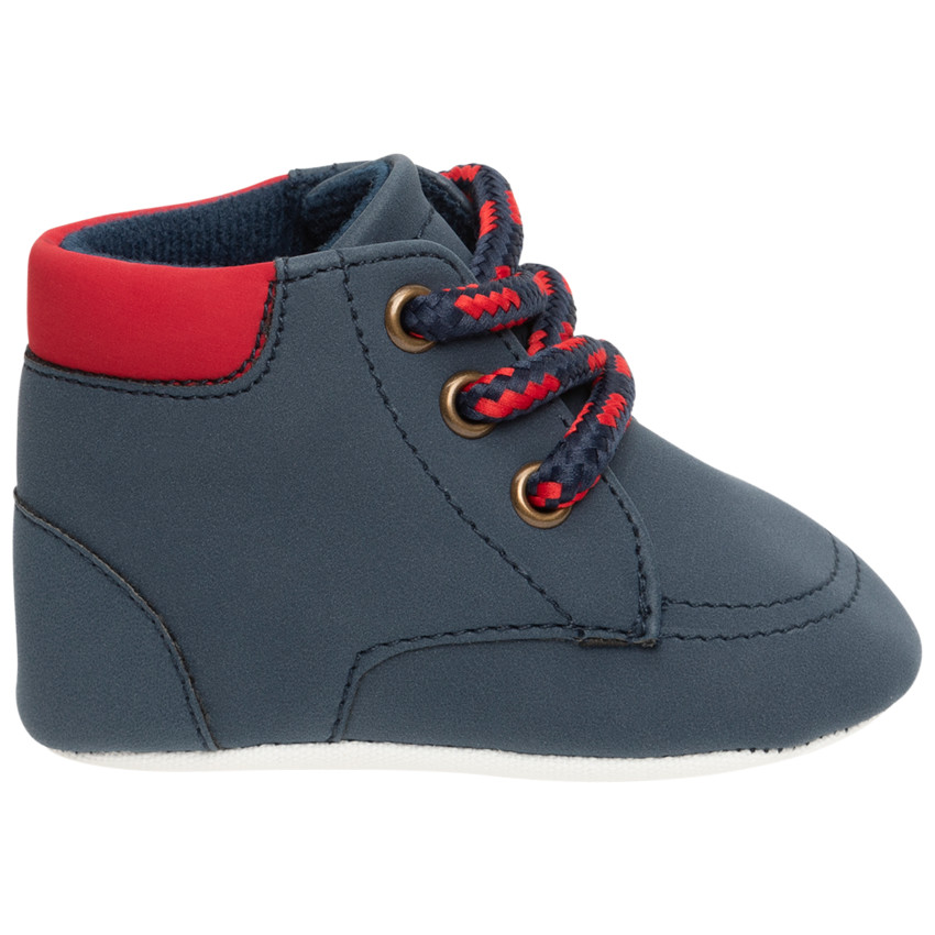 Μποτάκια μαλακά μπλε marine για bebe αγόρι με κορδόνια 