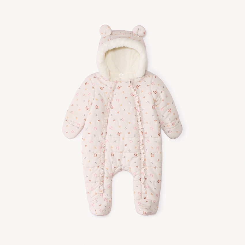 Combi-pilote imprimé fleurs pour bébé fille avec finitions différentes selon l'âge 