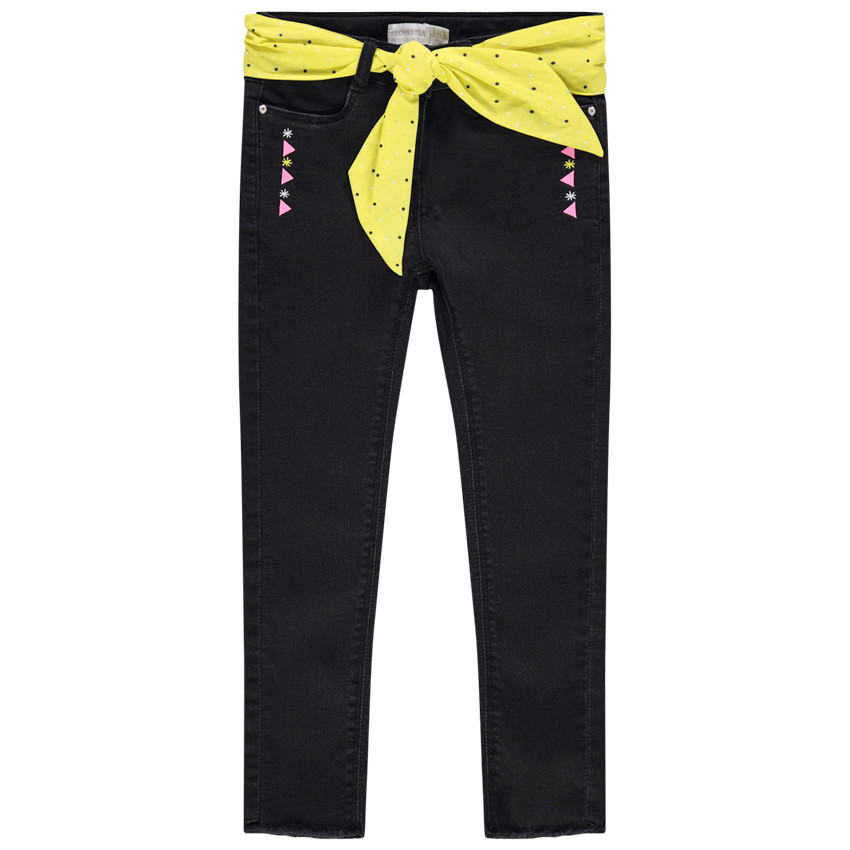 Slim τζιν πάνω από τον αστράγαλο με κορδέλα που δένει στη μέση 