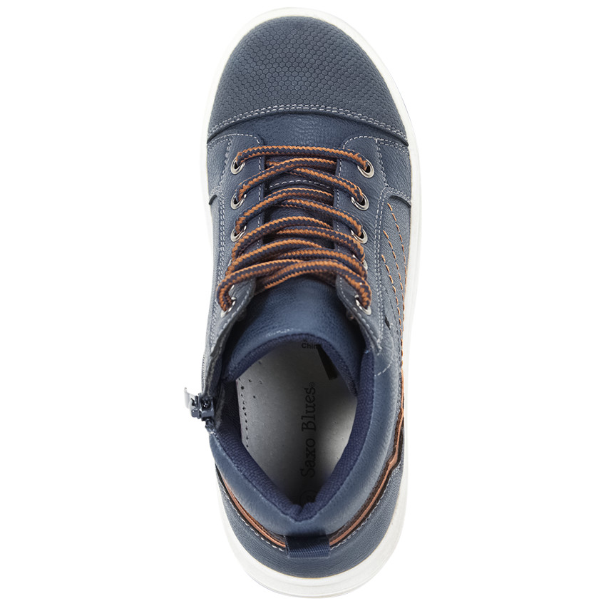 Μποτάκια μπλε με κορδόνια και φερμουάρ για αγόρι 