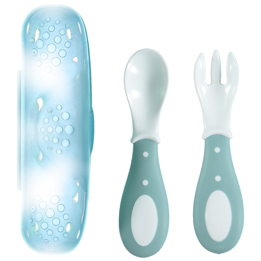 Σετ Κουτάλι/πιρούνι πλαστικό με Θήκη μπλε 