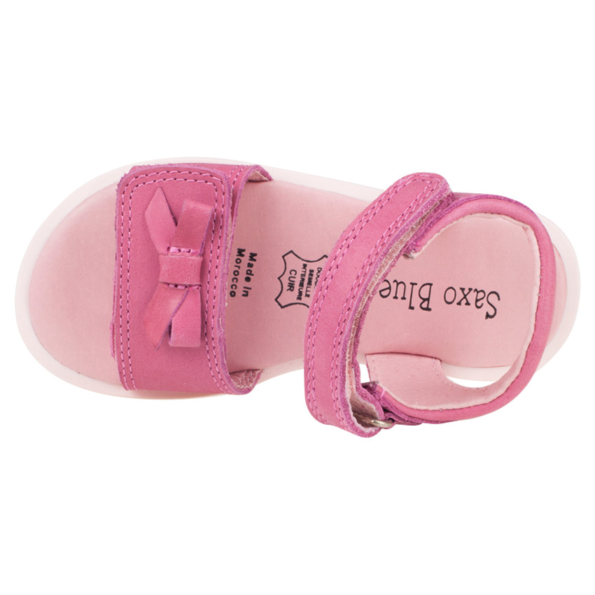 Nu-pieds roses en cuir à double scratch et noeud du 28 au 35 