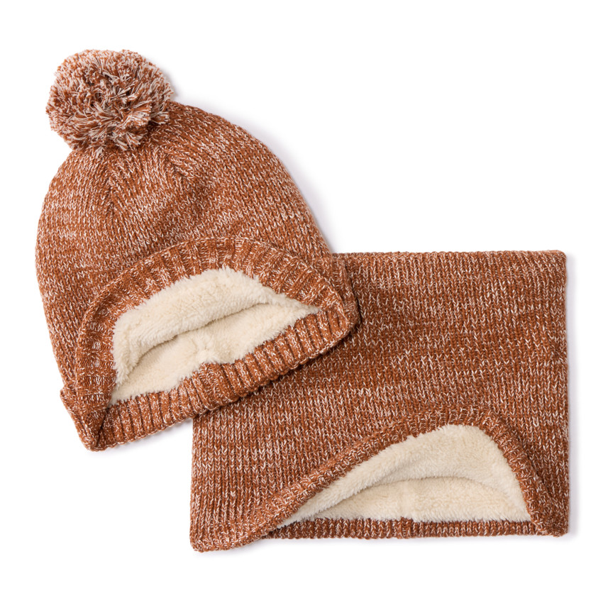 Set bonnet + snood en tricot fantaisie pour garçon 