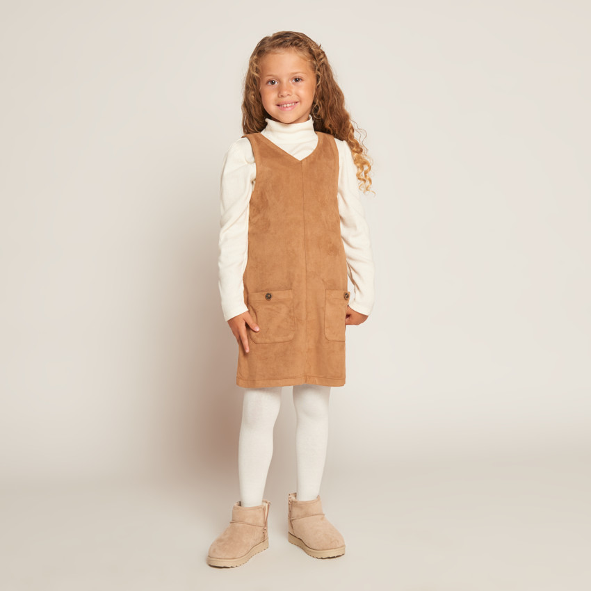 Robe sans manches doublée effet daim pour fille  