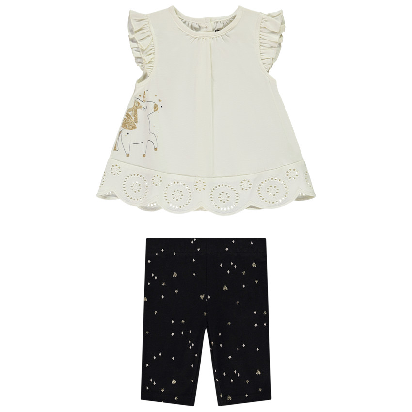 Σετ 2 τμχ. μονόκερος με λεπτομέρειες glitter για bebe κορίτσι 