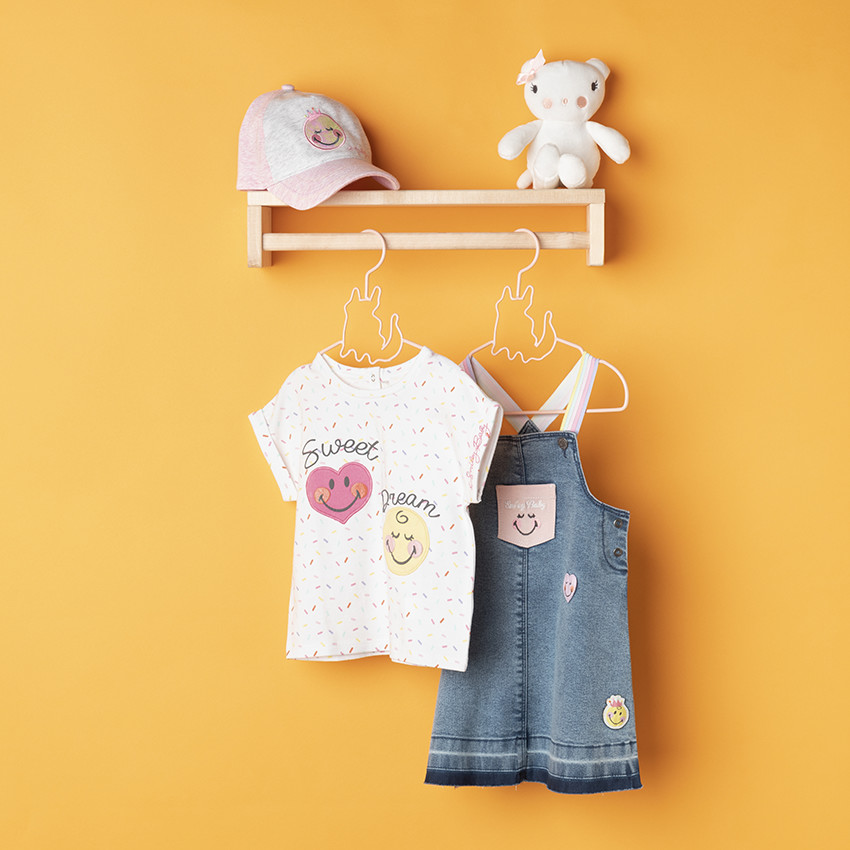 Καπέλο δίχρωμο με κέντημα Smiley Baby για κορίτσι. 