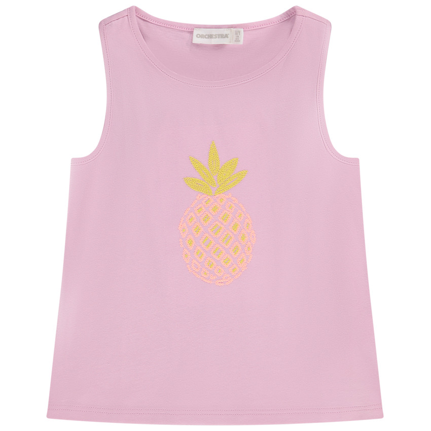 Αμάνικο μπλουζάκι από jersey με φαντεζί σχέδιο σε πλέξη κοτσίδας για κορίτσι 