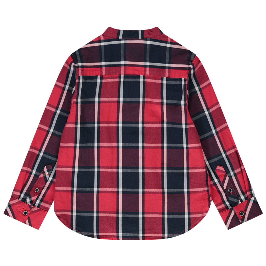 Πουκάμισο μακρυμάνικο με καρό σχέδιο και γιακά mao για bebe αγόρι 