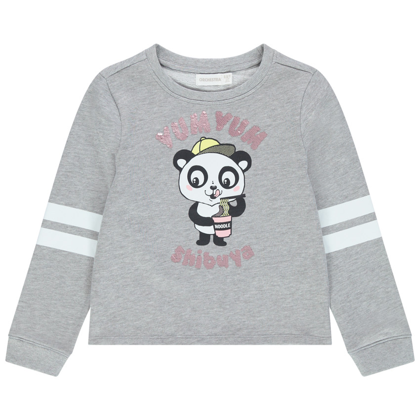 Φούτερ από φανέλα με στάμπα πάντα και γράμματα με πούλιες 