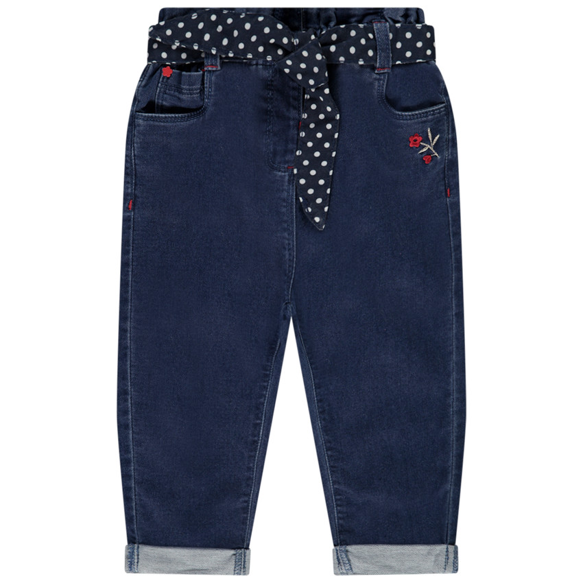 Τζιν με ζώνη και κέντημα για bebe κορίτσι 