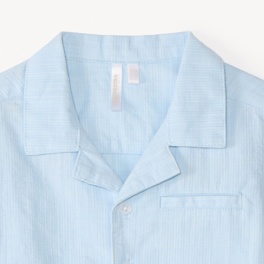 Κοντομάνικη πουκάμισο από υφασμένο καμβά για αγοράκι. 